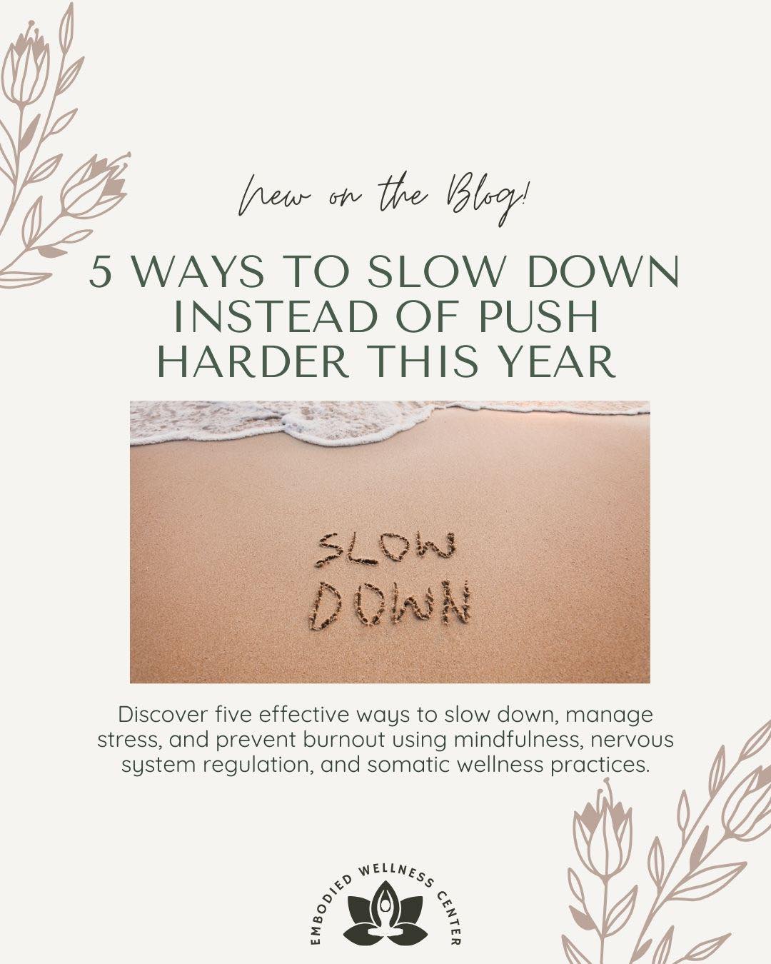 If the new year already feels like a lot, you’re not alone. We’re wired to push harder, set bigger goals, and add more to our plates, even when what we actually need is to slow down.
.
Our latest blog post shares five simple, realistic ways to create more space, ease, and presence this year. Your nervous system will thank you.
.
Read it through the link in our bio.
.
.
.
#mindfulnesspractice #slowdownmovement #somatictherapy #nervoussystemregulation #mentalhealthtips #burnoutprevention #anxietyrelief #mindbodyconnection #wellnessjourney #selfcompassion #holistichealing #mindfulmoments #stressreduction #therapytools #newyearintentions #embodiedwellnesscenter #chicagotherapist #chicago #mentalhealth #mentalhealthmatters #chicagogram #therapist #anxiety #therapistsofinstagram #chicagowellness #holistictherapist #mentalhealththerapist #therapistsofig