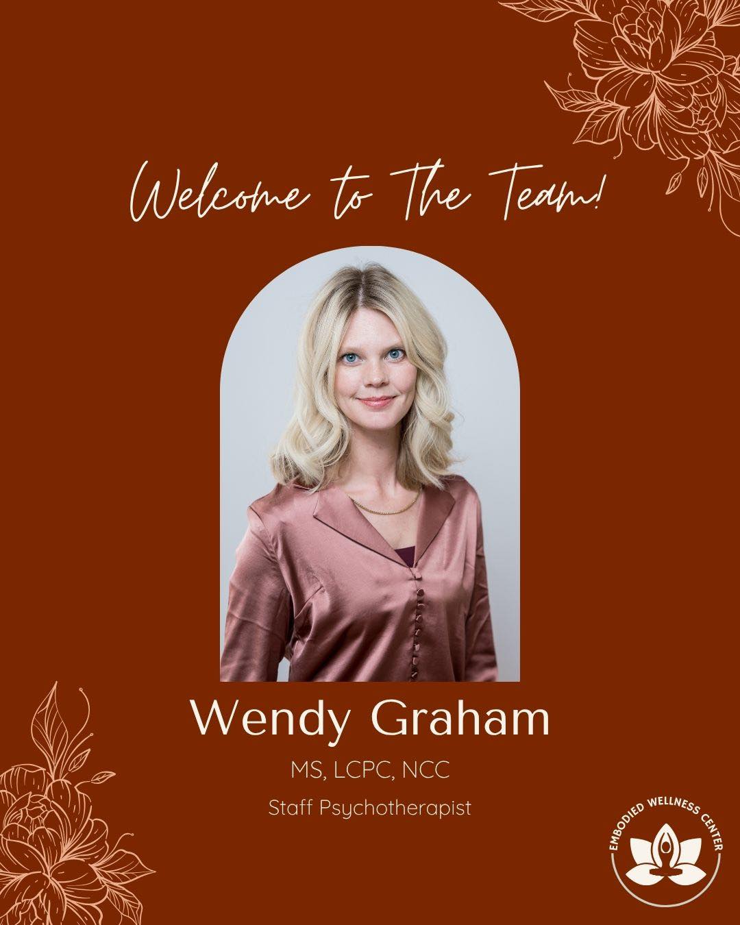 We are thrilled to welcome Wendy to the Embodied Wellness Center team! Wendy is now accepting new teletherapy clients who reside in Illinois with BCBS, UHC, Aetna, or self-pay. Daytime and evening availability. Click the link in our bio to get started or learn more about Wendy!