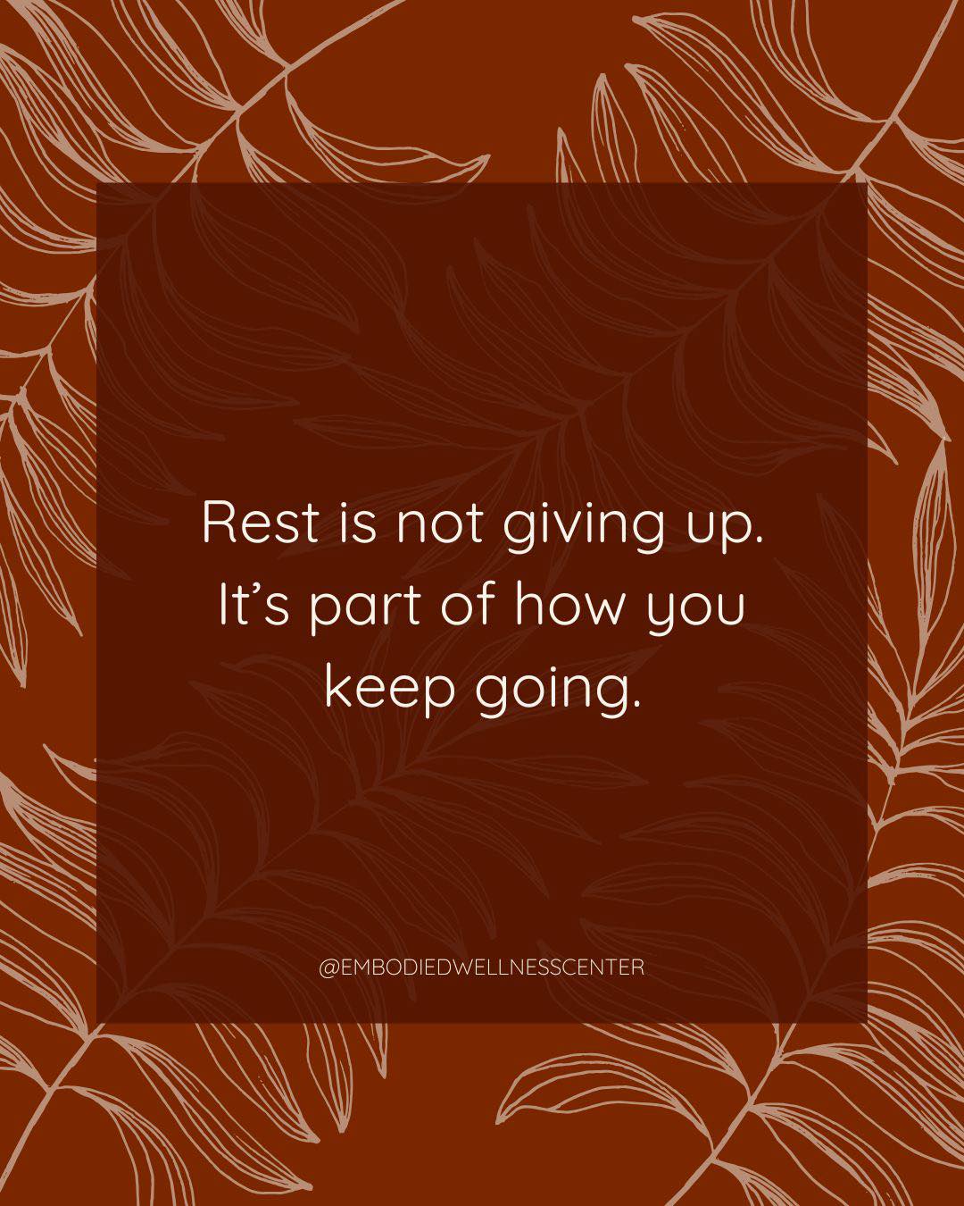 Rest is not laziness.
Rest is not falling behind.
Rest is not something you have to “earn” after completely exhausting yourself.
In a culture that constantly pushes productivity, slowing down can feel uncomfortable, guilt-inducing, or even wrong. But your body was never designed to stay in survival mode all the time.
Rest helps regulate your nervous system, improve focus, restore energy, and create the capacity to keep showing up for the things that matter to you. Sometimes the most productive thing you can do is pause.
.
.
.
#embodiedwellnesscenter #chicagotherapist #chicago #mentalhealth #mentalhealthmatters #chicagogram #therapist #anxiety #therapistsofinstagram #chicagowellness #holistictherapist #mentalhealththerapist #therapistsofig #rest #burnout #mentalhealth #anxiety #nervoussystemregulation #selfcare #mindfulness #somatictherapy #peoplepleasing #perfectionism #stressmanagement #healing #worklifebalance #holisticwellness
