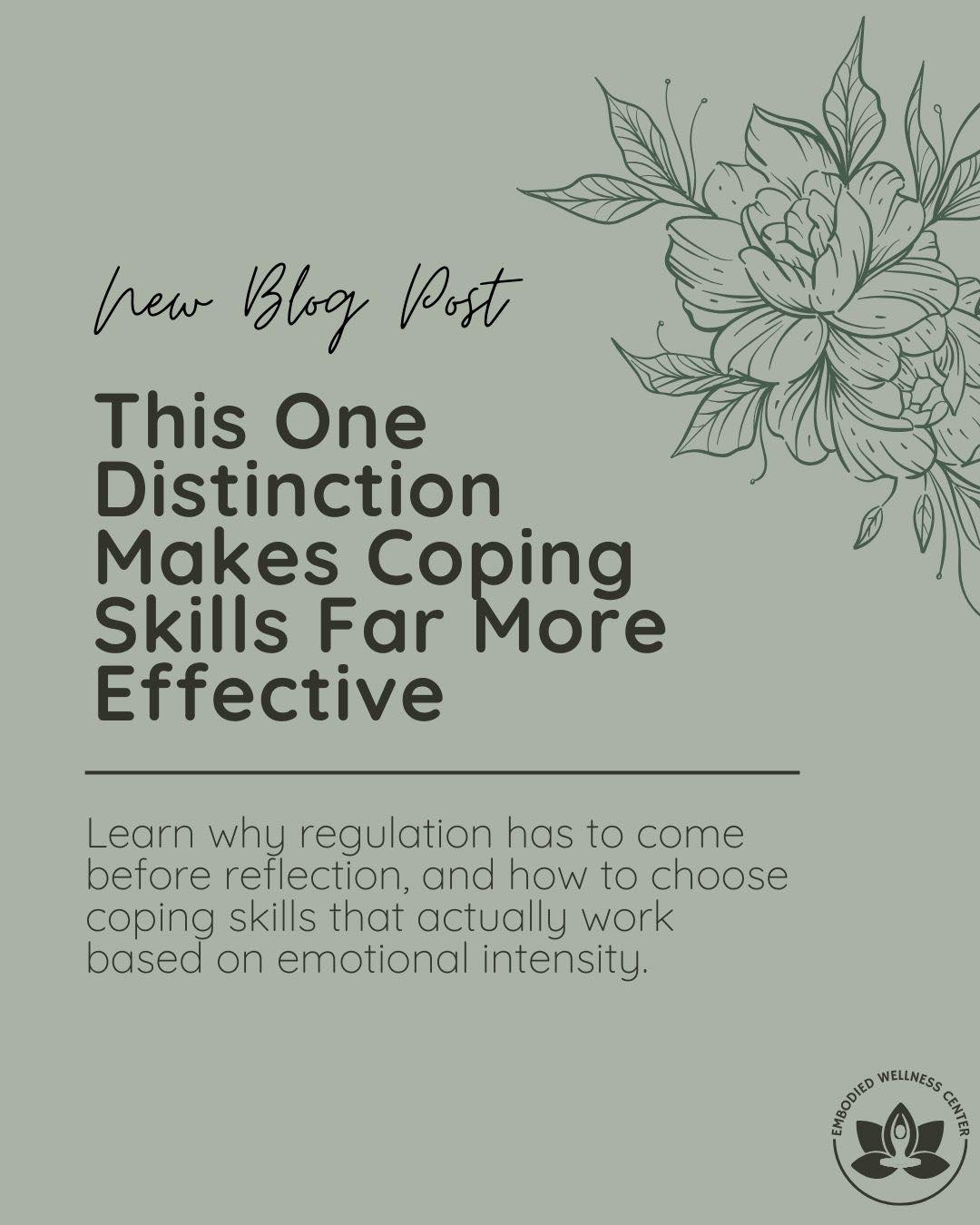 If you’ve ever struggled to journal while your heart was racing, or meditate while your thoughts felt out of control, you’re not alone. Many people walk away from these experiences believing coping skills “don’t work” or that they’re doing something wrong. More often than not, the issue isn’t the coping skill itself. It’s when and how it’s being used.
.
Our newest blog posts highlights which coping skills to use based on how you're feeling. Link in bio.
.
.
.
#copingskills #nervoussystemregulation #anxietytools #mentalhealthawareness #somatictherapy #mindbodyconnection #stressrelief #emotionalregulation #fightorflight #mentalhealthtips #therapytools #mindfulnesspractice #traumainformed #burnoutrecovery #selfregulation #embodiedwellnesscenter #chicagotherapist #chicago  #mentalhealth #mentalhealthmatters #chicagogram #therapist #anxiety  #therapistsofinstagram #chicagowellness #holistictherapist #mentalhealththerapist #therapistsofig