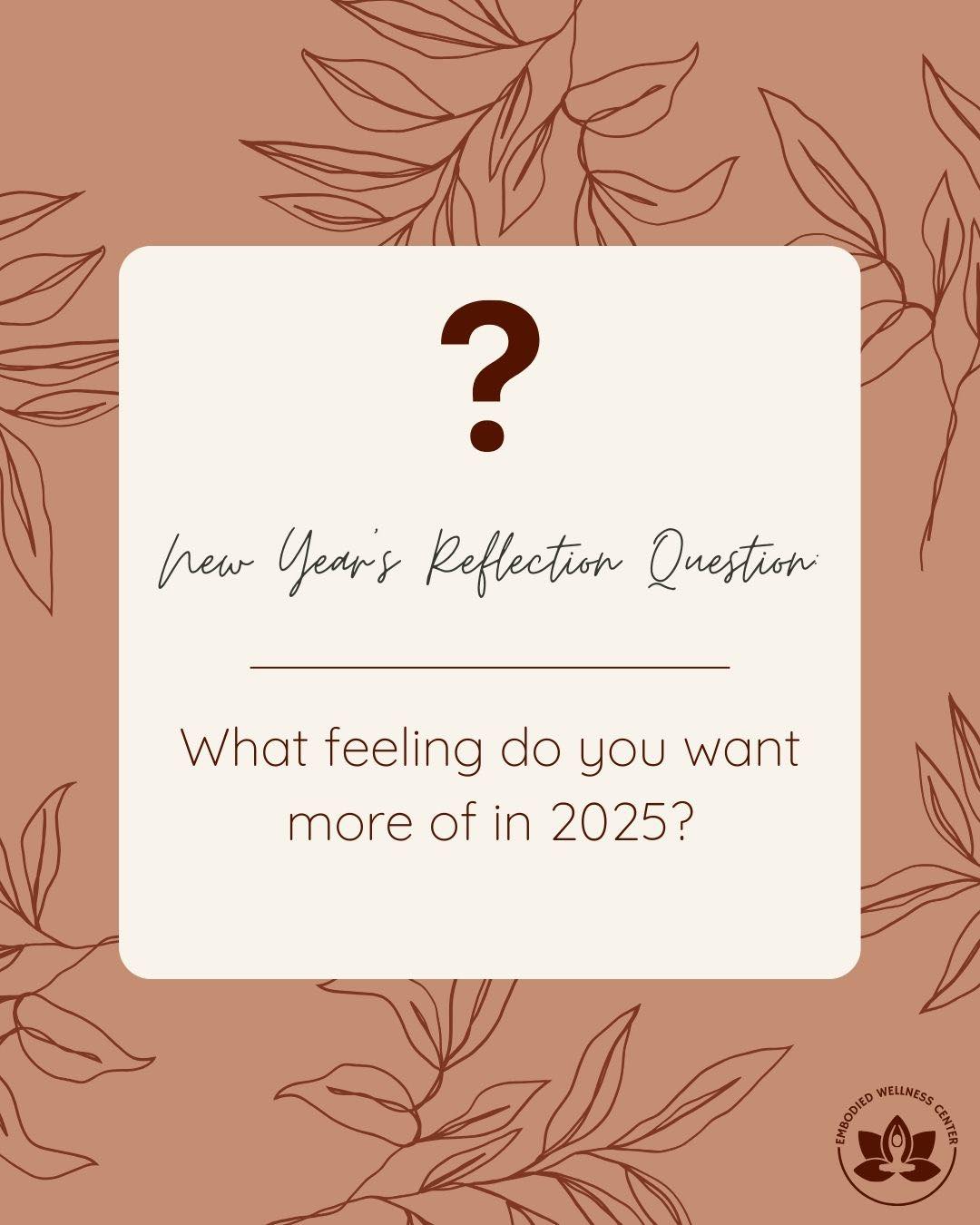 As the new year begins, it’s easy to feel pressure to achieve more, set resolutions, and measure progress by outcomes. Instead of focusing on what you want to do, try exploring how you want to feel. Happiness doesn't come from anything external. It’s a feeling we cultivate over time.
.
What’s one feeling you want to invite into 2025? Share it below.