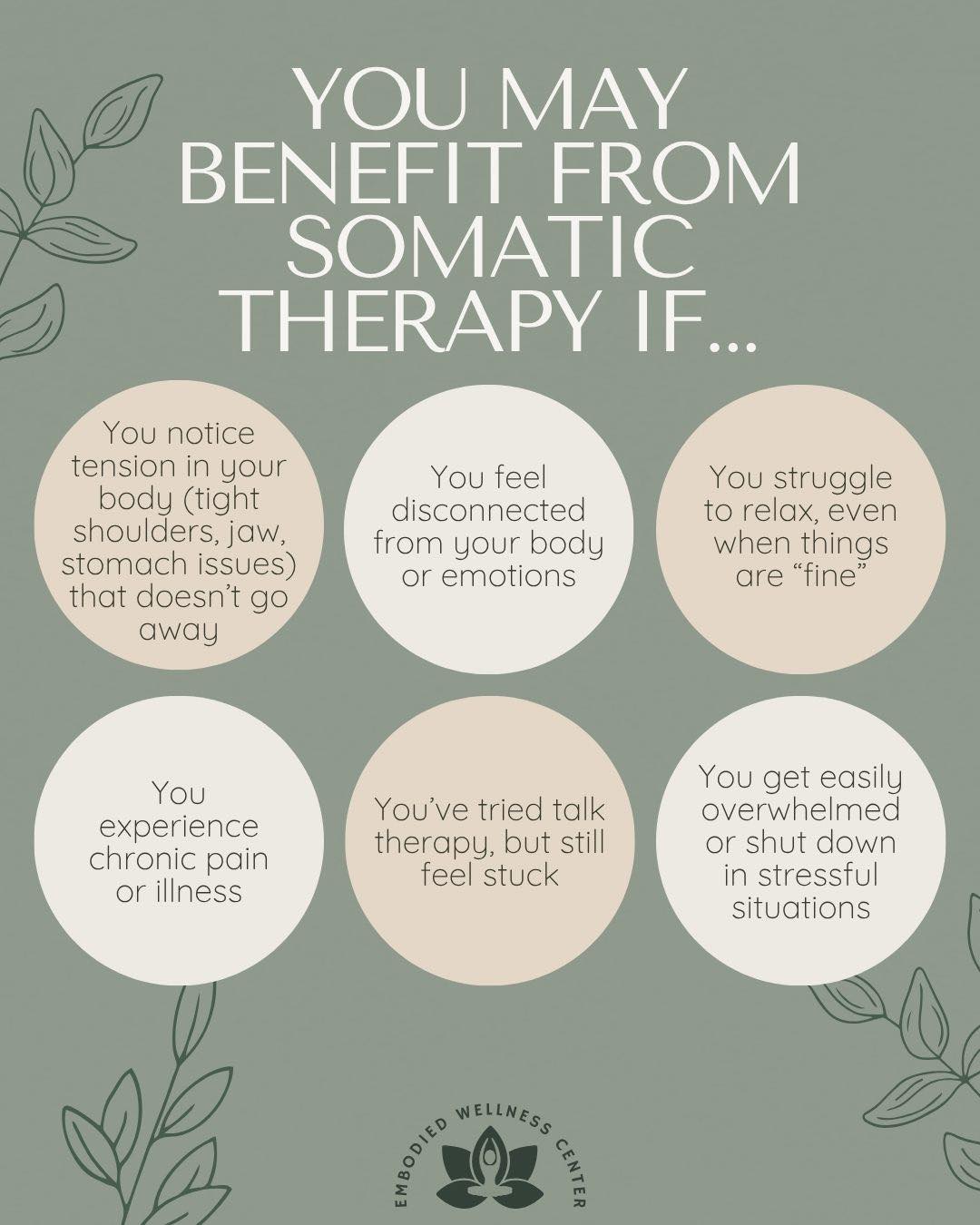 Somatic therapy focuses on the mind-body connection, helping you tune into physical sensations, regulate your nervous system, and process experiences in a way that isn’t just cognitive.
.
If even one of these resonated, it might be worth exploring a different approach. If you’re curious about somatic therapy, we’d love to support you.
.
.
.
#embodiedwellnesscenter #chicagotherapist #chicago #mentalhealth #mentalhealthmatters #chicagogram #therapist #anxiety #therapistsofinstagram #chicagowellness #holistictherapist #mentalhealththerapist #therapistsofig #somatictherapy #mindbodyconnection #anxietyhelp #traumahealing #nervoussystemregulation #overthinking #burnoutrecovery #chicagotherapy #therapyforwomen #highachievers #selfawareness #emotionalwellness #holistictherapy #mentalhealthsupport #mindfulnesspractice