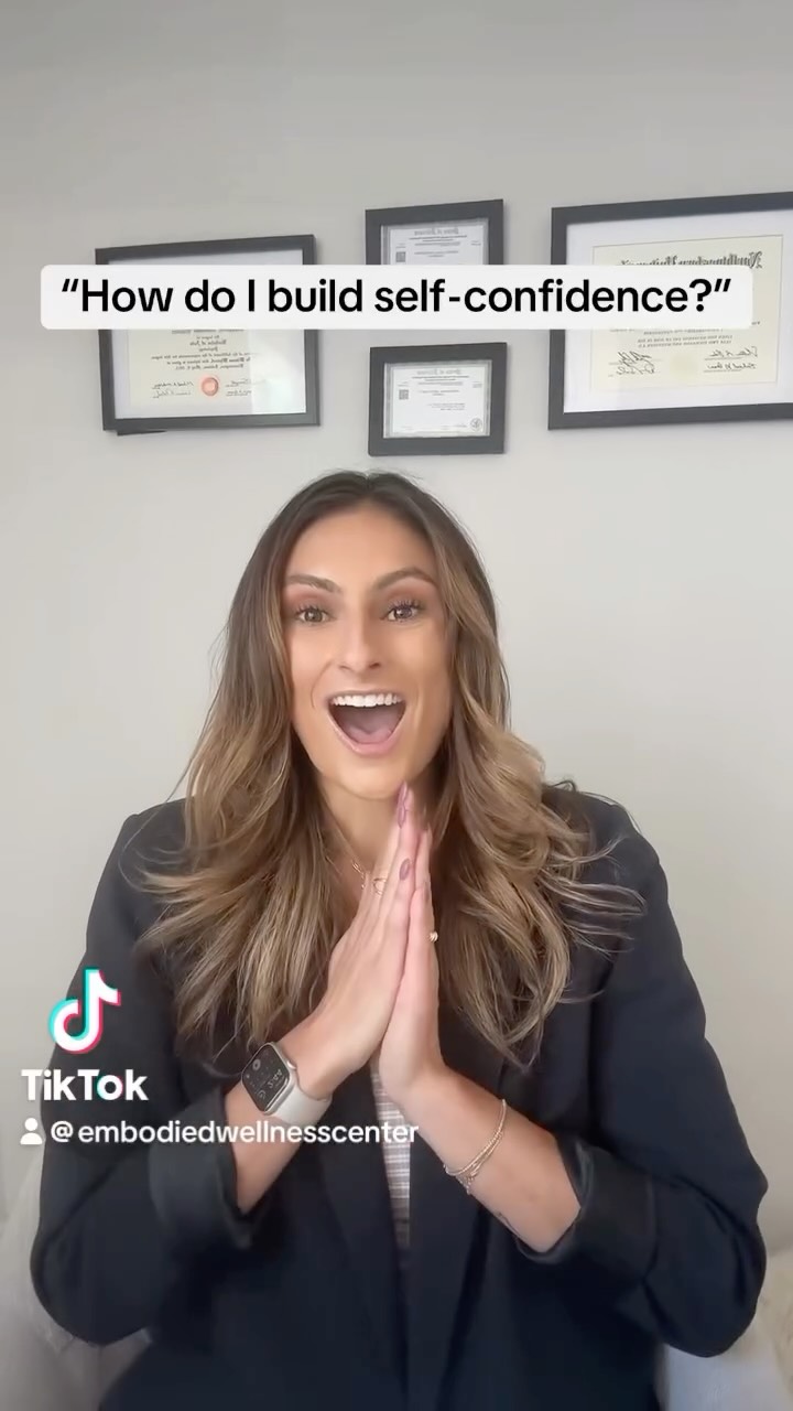 While building self-confidence can be a long journey, the answer is simple (although much more challenging in practice!): act the way you want to feel. Research on cognitive dissonance says that when our words don’t match our actions, we change our beliefs to match our actions. So if you act confidently, eventually your brain will start to believe it.