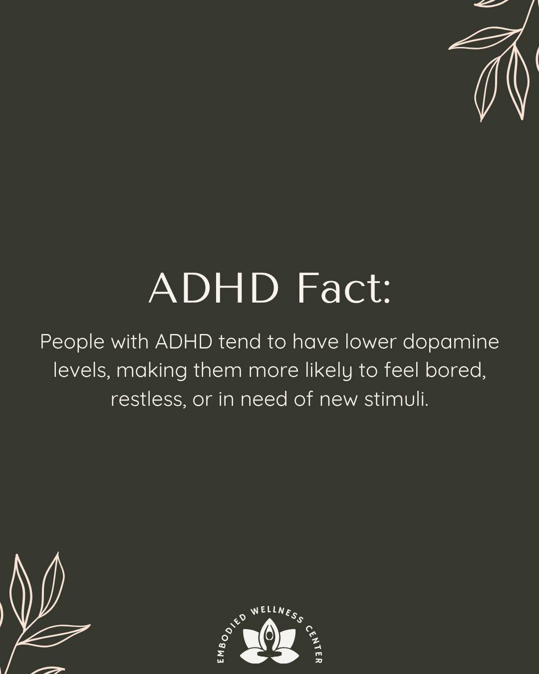 When dopamine levels are lower, your brain naturally looks for ways to feel more engaged, more stimulated, more awake. That can show up as restlessness, procrastination, jumping between tasks, or feeling bored even when you want to focus.
.
.
.
#adhdawareness #adhdbrain #dopamine #mentalhealthmatters #neurodivergent #focusproblems #executivefunction #brainbased #selfcompassion #therapyhelps #somatictherapy #mindbodyconnection #mentalhealthsupport #adultadhd #chicagotherapy #embodiedwellnesscenter #chicagotherapist #chicago #mentalhealth #mentalhealthmatters #chicagogram #therapist #anxiety #therapistsofinstagram #chicagowellness #holistictherapist #mentalhealththerapist #therapistsofig