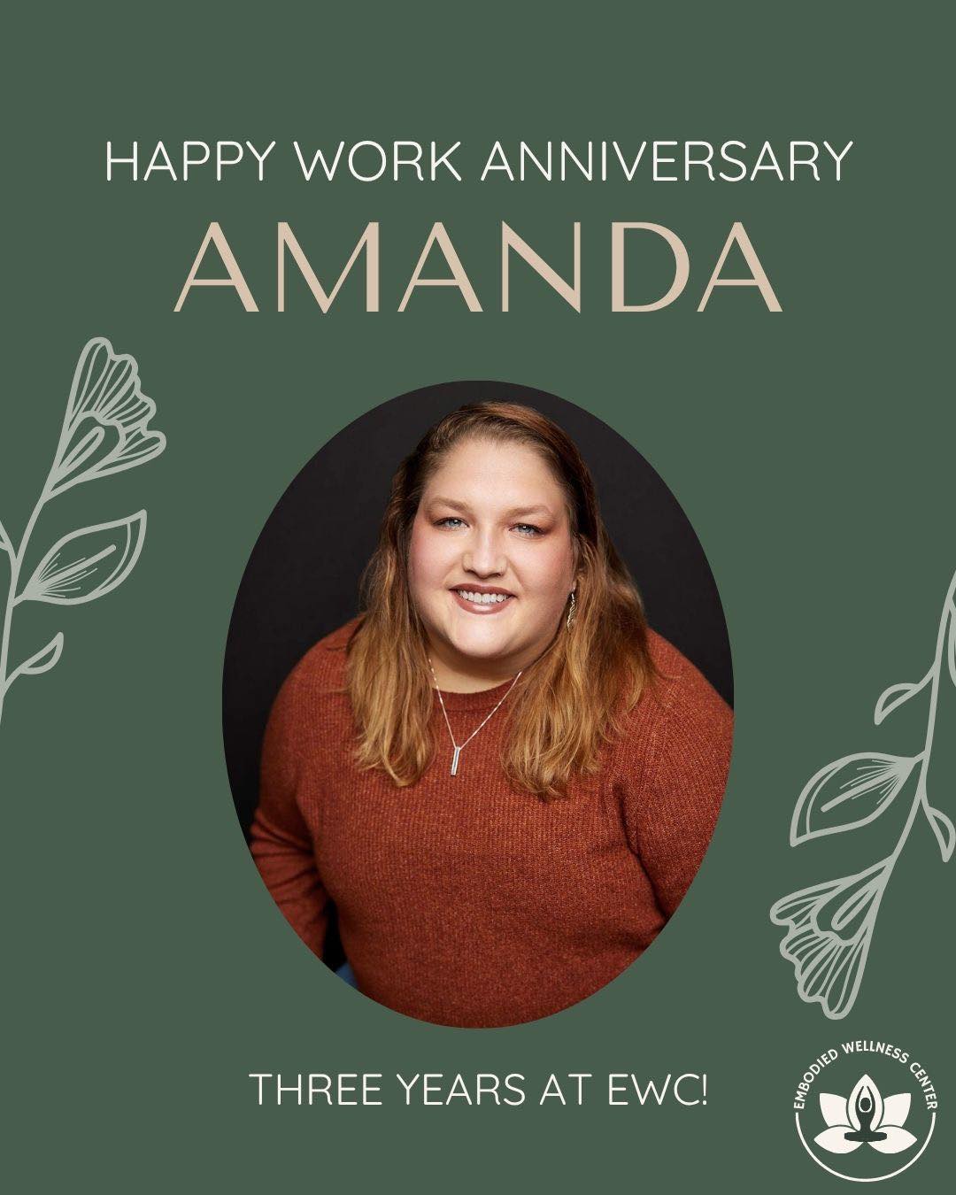 Help us congratulate Amanda on three years at EWC! We are forever grateful for Amanda for all the care, dedication, and hard work she puts into her work with clients day and in day out. She's thoughtful, creative, helpful, and considerate, whether it be with clients or with her colleagues here. We wouldn't be where we are today without you, Amanda, and we're so lucky to have you!